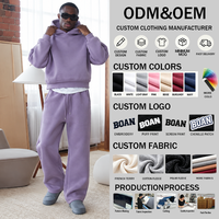Ensemble de survêtement personnalisé pour homme en molleton de coton, coupe évasée et empilée, pantalon de jogging et sweat à capuche, ensemble 2 pièces unisexe