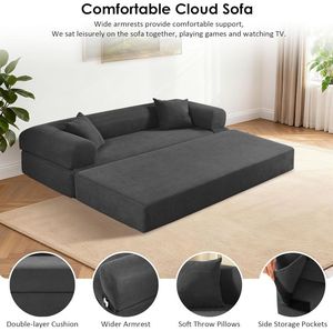 <span class=keywords><strong>Divano</strong></span> <span class=keywords><strong>Letto</strong></span> Convertibile 3-in-1 in Velluto a Coste, Pieghevole e Senza Struttura, per Soggiorno, Prezzo all'Ingrosso - Product Image 4