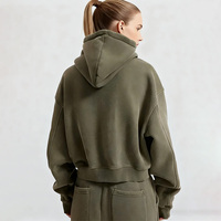Sweat à capuche court pour femme en coton tricoté, personnalisé avec logo frontal, brodé et imprimé, double fermeture éclair, collection Hiver/Automne