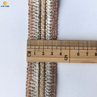 Sangle tissée rayée en perles blanches et or rose de 35 mm avec garniture en strass pour sandales, pantoufles et accessoires de chaussures DIY