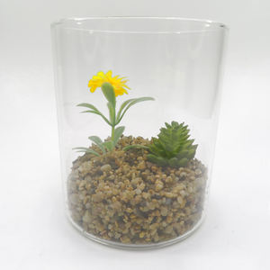 Lot de 4 pots de plantes artificielles cactus lotus avec plateau <span class=keywords><strong>en</strong></span> <span class=keywords><strong>bambou</strong></span> décor d'étagère pour succulentes - Product Image 5