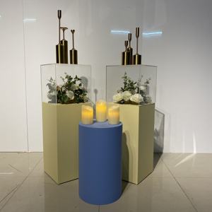 Décoration de mariage populaire or PVC/acrylique plinthe hauteur personnalisée plinthes présentoir ensemble - Product Image 1