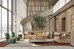 <span class=keywords><strong>Divano</strong></span> Moderno a Tre Posti in Noce e Pelle The Craftsman's Lounge con Lavorazione a Colonna, Comfort Imbottito, Diverse Dimensioni - Product Image 4