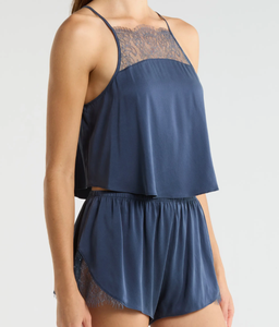 Ensemble de vêtements de nuit sexy en satin d'acétate <span class=keywords><strong>pour</strong></span> femmes, pyjama deux pièces, pyjama court en dentelle lavable, pyjama court en soie <span class=keywords><strong>pour</strong></span> filles - Product Image 3