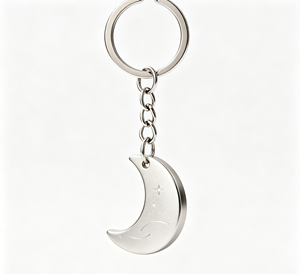 Silver Moon <b>Key</b> Chain Copper Metal Pendant Chain <b>Ring</b> <b>Accessory</b> Gift Souvenir - Product Image 1
