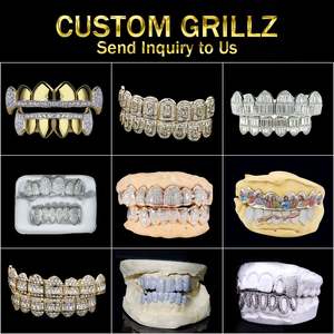 Custom Gold Plated Vvs Moissanite Grillz Iced Out Honeycomb Round Brilliant Cut 925 Silver Hip Hop Teeth Grilliz Jewelry - Product Image 3
