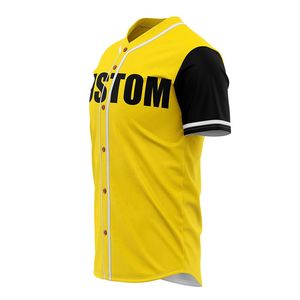 Maillots de baseball de bouton d'enfants jaunes vierges broderie uniforme de baseball personnalisée - Product Image 3