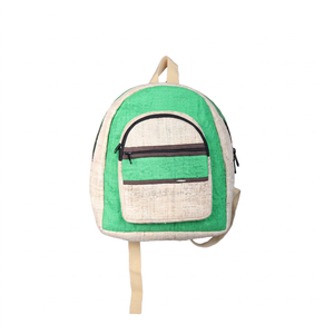 Sac à dos en chanvre vert pour écoliers, étudiants filles, sac à dos polyvalent réglable en chanvre classique fait à la main - Product Image 1