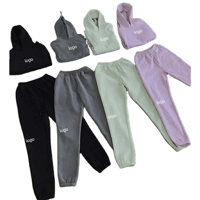 Vente en gros de vêtements de sport de jogging avec logo personnalisé unisexe pour entraînement sweat à capuche et jogging ensemble de survêtements en polaire personnalisés