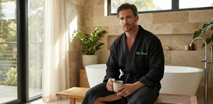 Accappatoio Premium in Mussola di Cotone a 4 Strati Nero 100% Cotone Traspirante Morbido Unisex Leggero ad Asciugatura Rapida per Uomo - Product Image 6