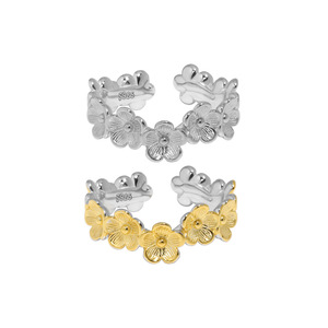 Versión coreana diseño minimalista crisantemo separación de colores galvanoplastia colisión S925 anillo abierto de plata pura para mujeres - Product Image 1