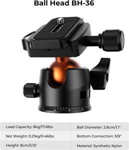 Trípode de cámara <span class=keywords><strong>K</strong></span> & <span class=keywords><strong>F</strong></span> Concept de 64 pulgadas/163cm, trípodes DSLR ligeros para viajes al aire libre O234A1 + - Product Image 5