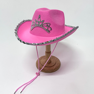 <span class=keywords><strong>Sombrero</strong></span> de Fiesta Personalizable, Sombreros de <span class=keywords><strong>Vaquero</strong></span> Unisex para Halloween con Corona, Cuentas Brillantes, Brillan en la Oscuridad, para las Cuatro Estaciones - Product Image 1