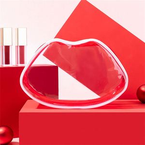 Sacs cosmétiques transparents imperméables en PVC pour femmes, sac à rouge à lèvres mignon en forme de lèvres rouges, sac de rangement portable pour le maquillage de voyage - Product Image 2