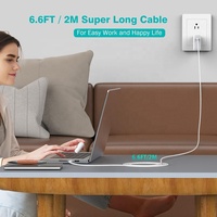Kabel Data USB-C ke USB-C Tipe-C 2M/6.6FT Berkualitas Tinggi, Pengisian Daya Super Cepat 5A PD 100W untuk Macbook, Notebook, dan Ponsel