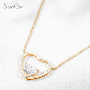 Diamante creado en laboratorio Collar de corte de corazón de 1 quilate Collar de cadena de diamantes cultivados en laboratorio de oro amarillo de 14 quilates - Product Image 3