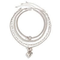 Meetyoo Collier de perles en alliage de haute qualité, chaîne de clavicule à boucle géométrique en or 18 carats PVD OT, ensemble de colliers en forme de cœur