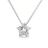 Collier vintage en argent plaqué avec moissanite taille brillant en forme d'étoile pour hommes et femmes, idéal pour les mariages, cadeau de luxe léger, logo personnalisable