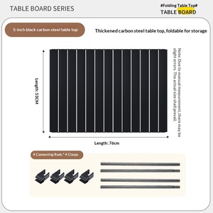 Table de camping pliable avec roues universelles, grande taille, portable, <span class=keywords><strong>pour</strong></span> pique-niques en plein air, excursions, marchés nocturnes, noir - Product Image 6