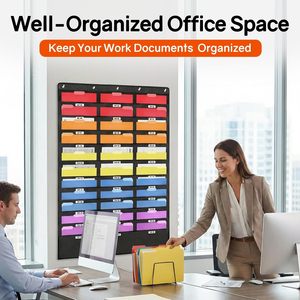 30 Pockets Hanging Wall <b>File</b> Organizer Black Storage Pocket Chart for Office <b>Paper</b> and Folder Space Saver - Product Image 2