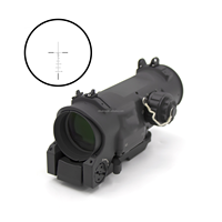 Tactical Prism Scope 1x-4x Fixed Dual Purpose Red Illuminated 11 Brightness Levels CR2032 Battery Hunting Optical Sight Quick