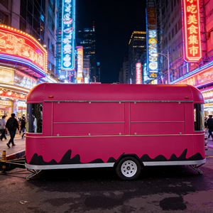 Carrito de 2 Ruedas de Acero Inoxidable Rosa Brillante, Diseñado para Mercados Nocturnos Iluminados con Neón, Ideal para Helados, Aperitivos Fritos y Té de Burbujas - Product Image 3