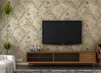 Papier peint auto-adhésif 3D en relief avec motif d'oiseaux et de fleurs, décoration murale pour salon