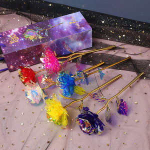 Rosa Colorata con Foglia d'Oro per Regali di <span class=keywords><strong>Compleanno</strong></span>, San Valentino e Festa della Mamma - Product Image 2