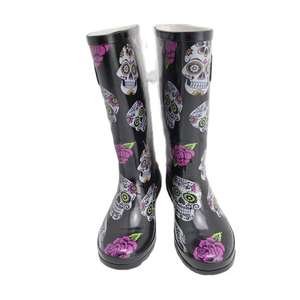 <span class=keywords><strong>Bottes</strong></span> <span class=keywords><strong>de</strong></span> <span class=keywords><strong>pluie</strong></span> en caoutchouc pour femme, nouveau Design <span class=keywords><strong>de</strong></span> mode Unique, imprimé crâne, Offre Spéciale - Product Image 2