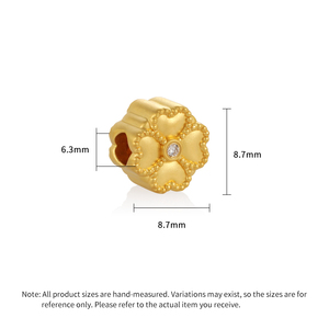 Petits accessoires de bracelet en forme de trèfle à quatre feuilles perlés en gros peuvent être personnalisés en perles d'or massif 24 carats - Product Image 3