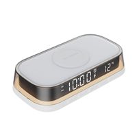 Pengisi Daya Nirkabel Multifungsi Desktop 15W, Pengisi Daya Nirkabel Tiga-dalam-Satu, Termometer, Lampu Malam Sentuh, Pengisi Daya Nirkabel