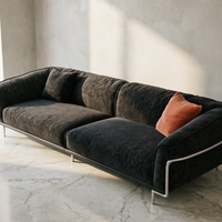 Canapé d'angle moderne de luxe en tissu chenille, style Bauhaus, avec chaise longue, pieds en acier inoxydable, meubles de salon pour villa