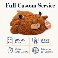Peluche personnalisée en forme de vache des Highlands ou d'ours, avec logo, lestée, en fausse fourrure shaggy et coton PP, pour décoration de ferme, anti-stress, cadeau sensoriel, OEM ODM