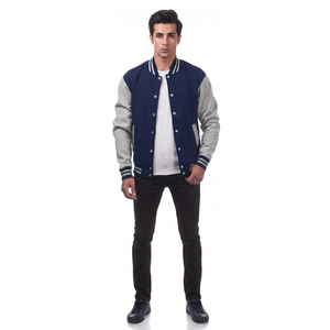 Custom Men's Basic <b>Leather</b> Baseball Varsity Jacket Stand Collar Outwear Letterman Design <b>High</b> Street New Outfit Jacket for man - Product Image 1