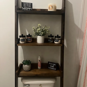 Étagère de rangement rustique à 3 niveaux en bois, style échelle, à poser sur les toilettes, pour l'organisation de la salle de bain - Product Image 2