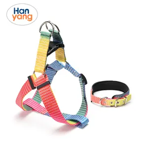 HanYang OEM Custom Pet Dog Cat adjustable collar harness Set high quality nylon dog leash and harness collar