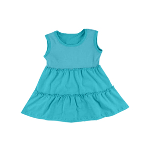 Robe en soie de lait pour petites filles, robe à volants à manches courtes/longues et sans manches, robe de fête décontractée pour enfants avec imprimé dessin animé et uni - Product Image 2