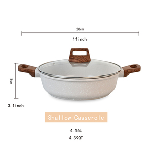 Casseroles antiadhésives <span class=keywords><strong>en</strong></span> <span class=keywords><strong>aluminium</strong></span> coulé de style classique, pot à soupe divisé avec manche <span class=keywords><strong>en</strong></span> bois - Product Image 5
