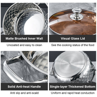 Produk Baru 8pcs Set Peralatan Masak Dapur Anti Lengket Gaya Modern dari Baja Tahan Karat dengan Tutup Kaca
