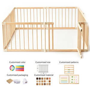 Parc pour bébé pliable multi-formes réglable en bois personnalisé, matériau sûr, clôture pour tout-petits - Product Image 1