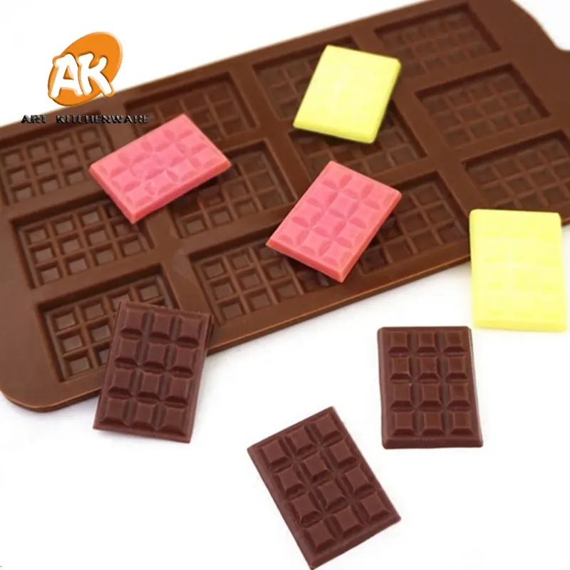 AK Silicone Mold 12 Even Chocolate Plastic Molds Fondant DIY Candy Bar Mould Cake Decoration Tools Kitchen Baking Accessories
