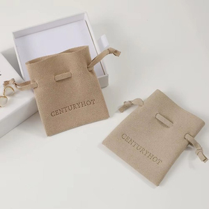 Custom Logo 7*8cm Small High Quality Microfiber Drawstring Bags Wedding Gift Bags Earring Necklace Ring Package Pouch - Product Image 3