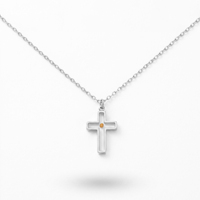 Collier pendentif croix en acier inoxydable QIAOREN 13426, graines de moutarde, or et argent, bijoux religieux minimalistes pour femmes