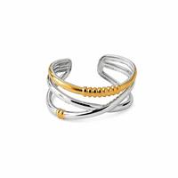 Trendiger offener verstellbarer Ring aus Edelstahl mit langlebiger 18K vergoldeter Oberfläche für die Alltagsmode der Frau.