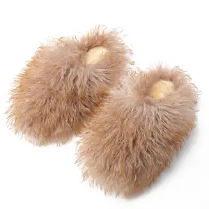 New Style Women's Winter Warm Beach Wool Slippers Fashion Home Plush Cotton Shoes