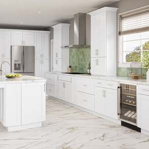 Évier de cuisine modulaire moderne de luxe, armoire en bois brillant, appartement, centre commercial, rangement, prix bas - Product Image 2