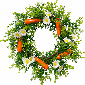 Couronne de Pâques de 45 cm avec œufs tachetés, fleurs, baies, vigne, couronne de porte artificielle, décoration murale de printemps pour la maison, <span class=keywords><strong>pastel</strong></span> - Product Image 6