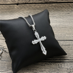 Stainless Steel <b>Cross</b> Pendant Necklace Unisex Fashion Jewelry Gift For Men Women Students Couples Hip Hop Style - Product Image 2