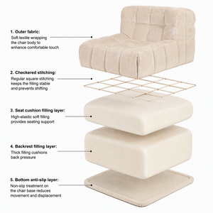 Sofá Compacto de Estilo Nórdico en Tela Acanalada Color Crema, Sillón Modular <span class=keywords><strong>Camaleonda</strong></span> Tapizado de 1 Plaza para Decoración de Apartamentos - Product Image 5