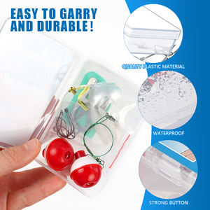 LUSHAZER 24pcs Kit d'accessoires de pêche Boîte en plastique Ciseaux Hameçons Bobbers Leader Leurres souples Plombs fendus avec boîte Basse - Product Image 3